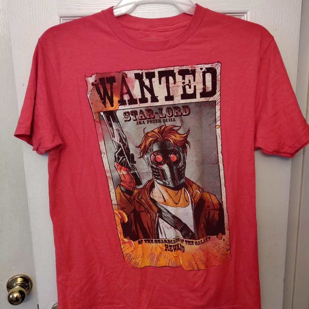 Mens Marvel Wanted Starlord Short Sleeve Tee